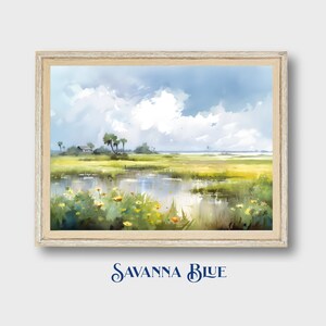 Art mural Floride | Paysage des prairies de Floride | Aquarelle paysage de Floride | Zones humides de Floride | Art mural imprimable | Téléchargement numérique