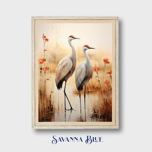 Sandhill Cranes, Florida Landscape, Bird Art, Prairie, Lake, Florida Wildlife, Home or Office Decor, Printable Wall Art, Digital Download