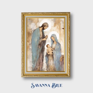 Holy Family Abstract Impressionism Style Painting Joseph Mary Jesus Spiritual Art Home Decor Instant Digital Download Printable Wall Art