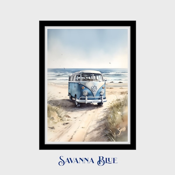 Vintage Americana Wall Art | Vintage Volkswagen Van | American Nostalgia Prints | Vintage Car Prints | Printable Wall Art | Digital Download