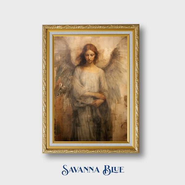 Angel Art Antique Fresco Vintage Print Spiritual Angel Art Timeless Angelic Portrait Home Decor Instant Digital Download Printable Wall Art