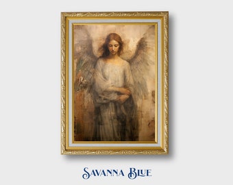 Angel Art Antique Fresco Vintage Print Spiritual Angel Art Timeless Angelic Portrait Home Decor Instant Digital Download Printable Wall Art