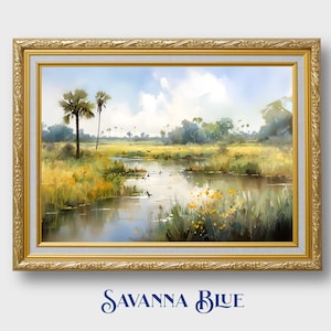Florida Wall Art | Florida Prairie Landscape | Florida Watercolor Landscape | Swamp | Florida Spring | Printable Wall Art | Digital Download