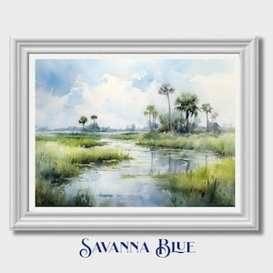 Florida Wall Art | Florida Landscape Watercolor | Nature Landscape | Swamp | Florida Spring | Printable Wall Art | Digital Download
