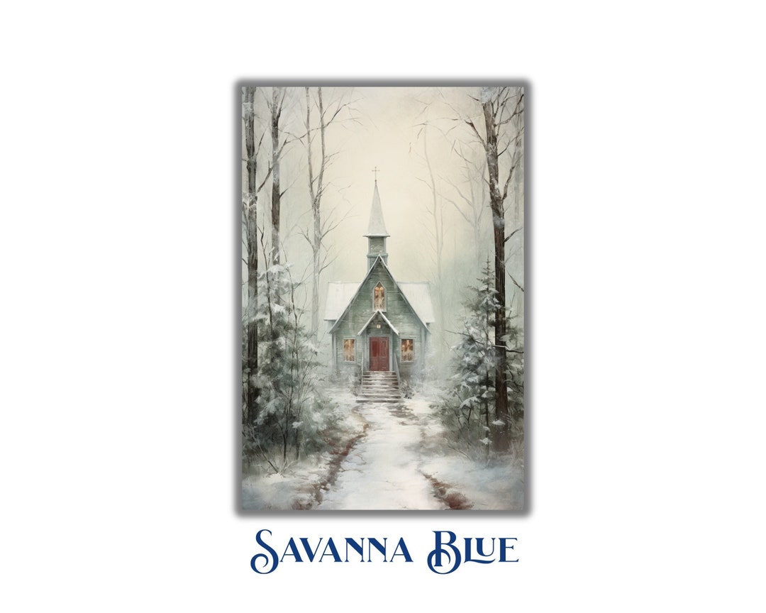 Country Church Wall Art Snowy Winter Outdoor Art Country Etsy