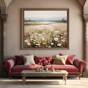 French Country Landscape Floral Wall Art Wildflower Painting Spring Meadow Print Warm Tones Printable Wall Art Digital Download image 8