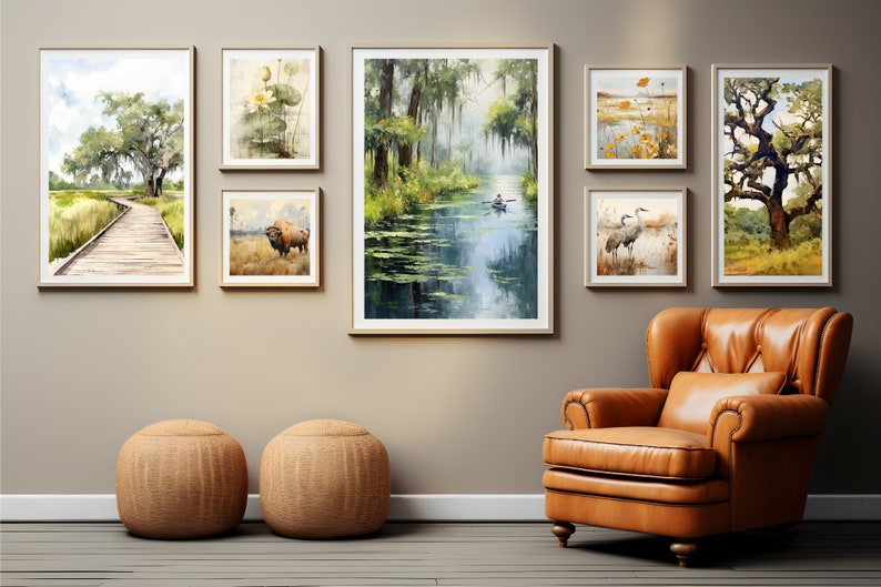 Florida Landscape Gallery Wall Art Alachua Paynes Prairie Bison Oak