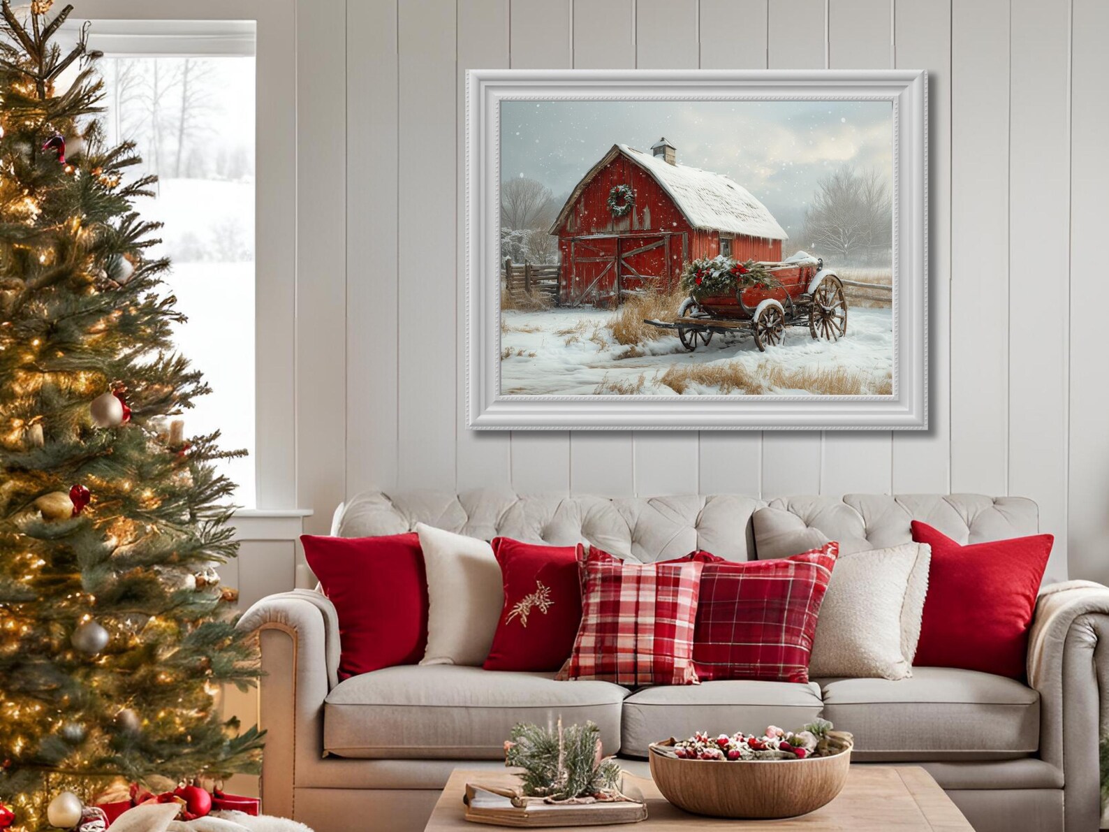 Winter Barn Digital Art Snowy Farm Scene Christmas Decor Wall Art ...