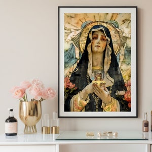 Our Lady of Sorrows Spiritual Digital Catholic Art Decor Blessed Virgin Mary Mother of God Instant Digital Download DIY Printable Wall Art