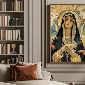 Our Lady of Sorrows Spiritual Digital Catholic Art Decor Blessed Virgin Mary Mother of God Instant Digital Download DIY Printable Wall Art