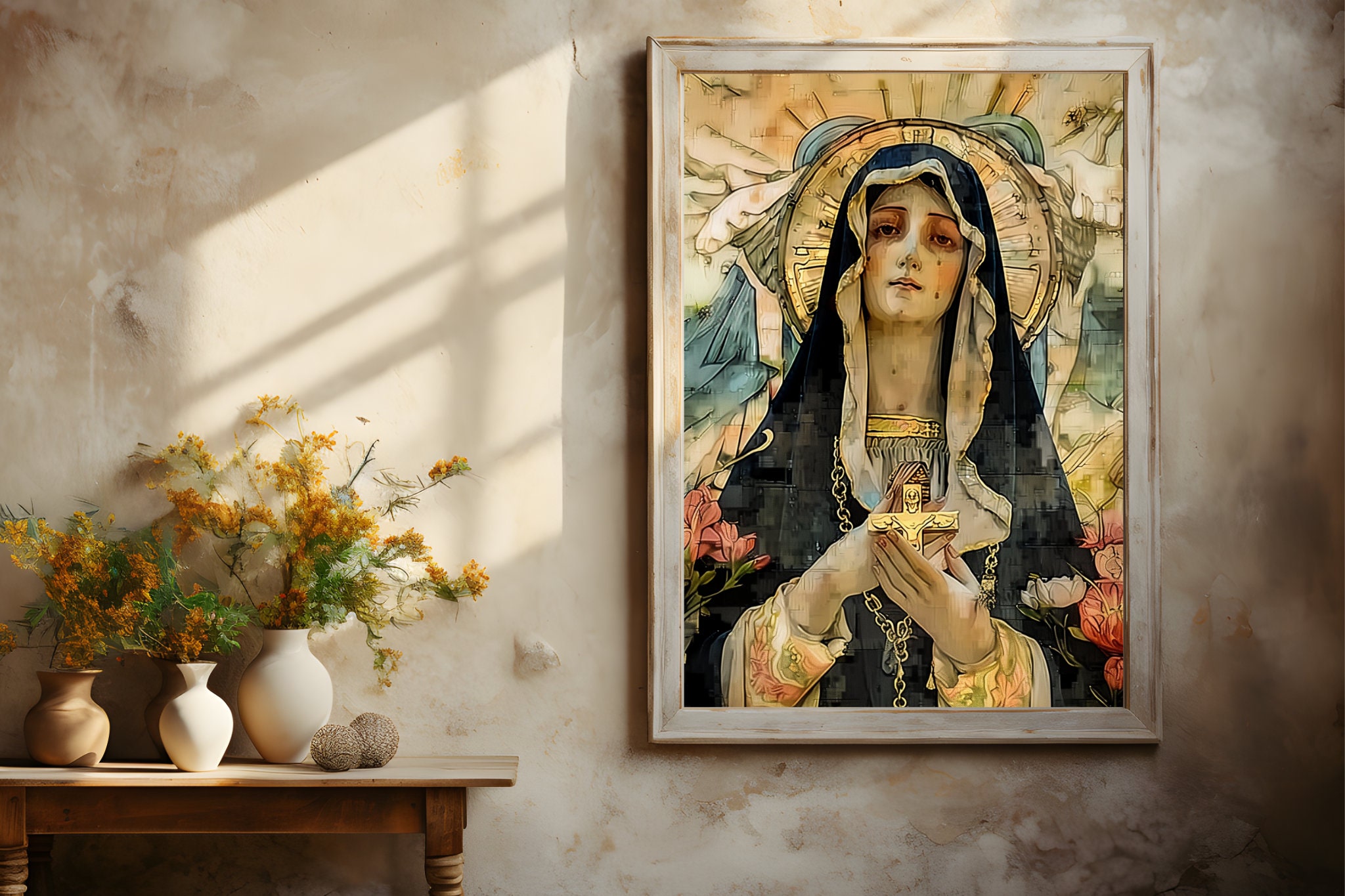 Our Lady of Sorrows Spiritual Digital Catholic Art Decor Blessed Virgin ...