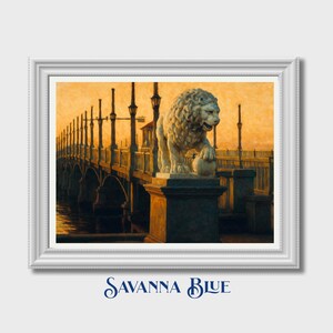 Bridge of Lions St. Augustine Florida Digital Art Print Coastal Wall Decor Sunset Seascape DIY Printable Artwork Maritime Living Island Luxe