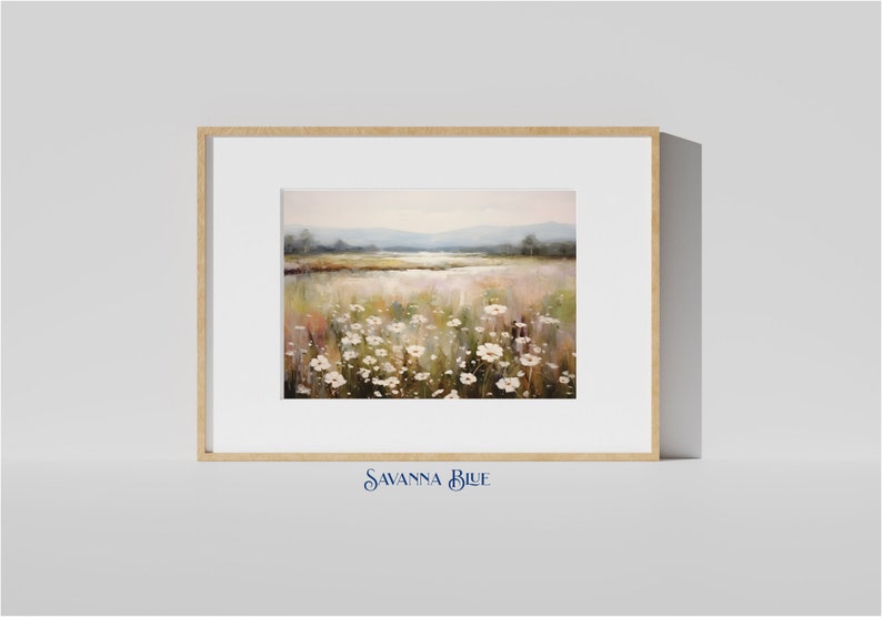 French Country Landscape Floral Wall Art Wildflower Painting Spring Meadow Print Warm Tones Printable Wall Art Digital Download image 6