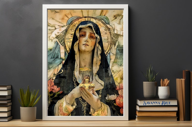 Our Lady of Sorrows Spiritual Digital Catholic Art Decor Blessed Virgin ...