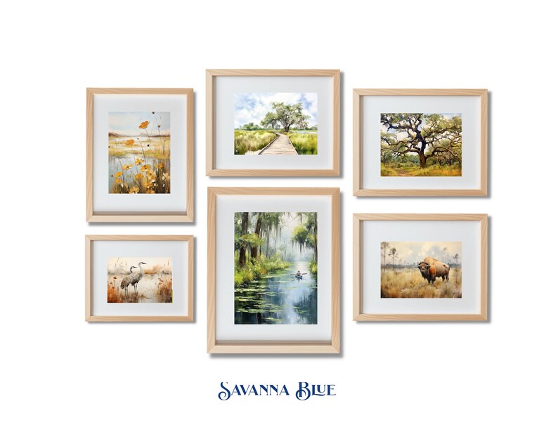 Florida Landscape Gallery Wall Art Alachua Paynes Prairie Bison Oak