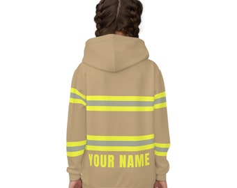 Custom Kids Firefighter Crew Hoodie Gift Firefighter Sweater Fire fighter Pullover for Children Fire fighter Sweatshirt Personalized Kids