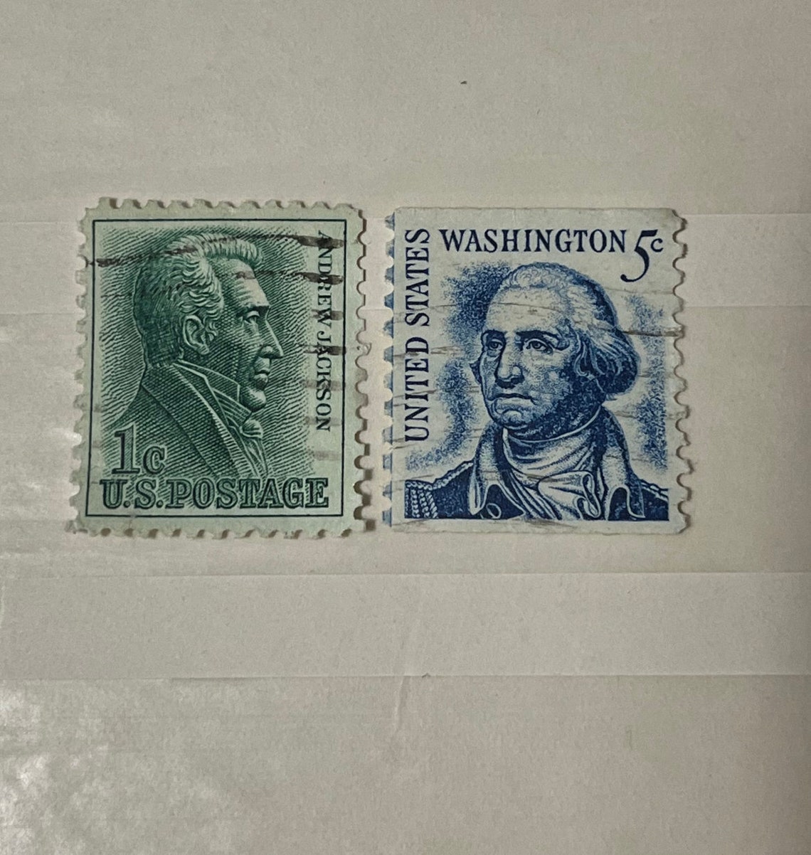 RARE Andrew Jackson 1 Cent Cancel and George Washington Blue 5 - Etsy