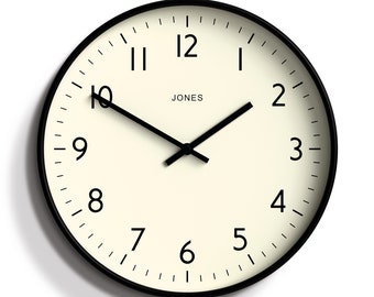 Jones Clocks® Studio Wall Clock - Round Clock - Modern Clock - Kitchen Clock - Living Room Clock - Office Clock - Easy to Read Dial - 30cm