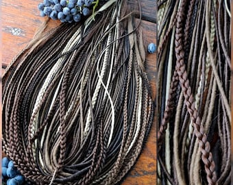 Blond Braun Boho Viking Dreadlock und Zöpfe Set SE & DE Synthetische Loks | Handgefertigte Festival Crochet Haarverlängerungen