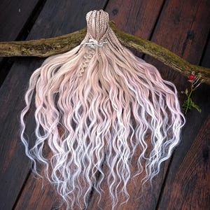 Curly DE Dreadlocks Set Full Head, Synthetic Boho Dreads Extensions, Festival Curly Hair Set