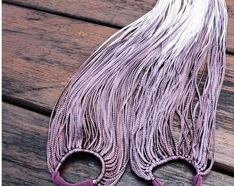 Ombre lavender white  60 Thin Braids on hairband, Custom boho dread falls