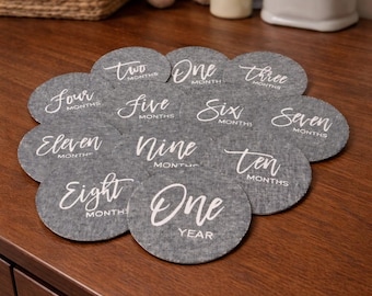 Linen Baby Milestone Cards – Slate Blue First Year Photo Props