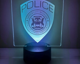 Police Logo Badge Patch LED Acrylic Light