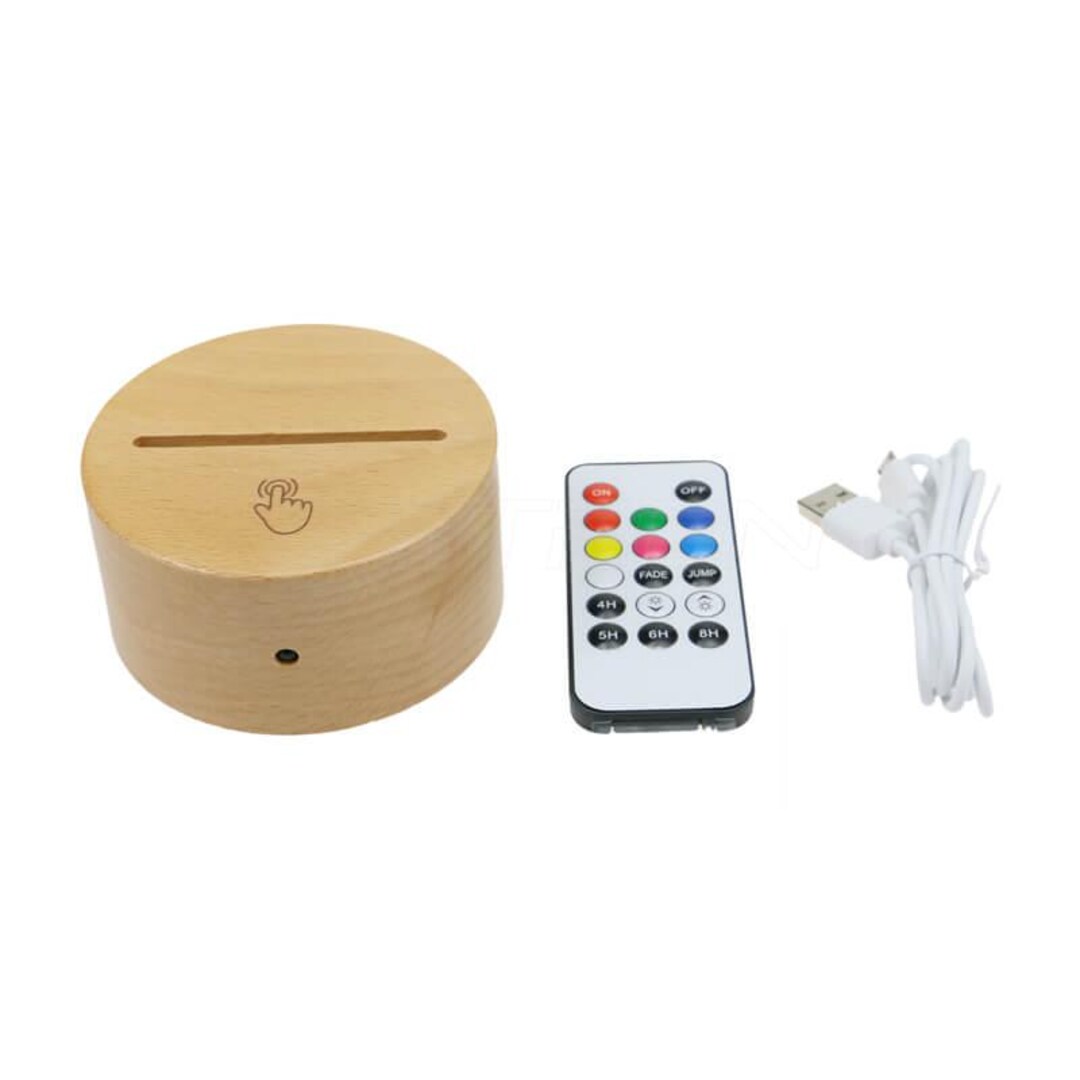 Led Rectangular Light Base With Remote Wood LED Light Base With Remote - Etsy