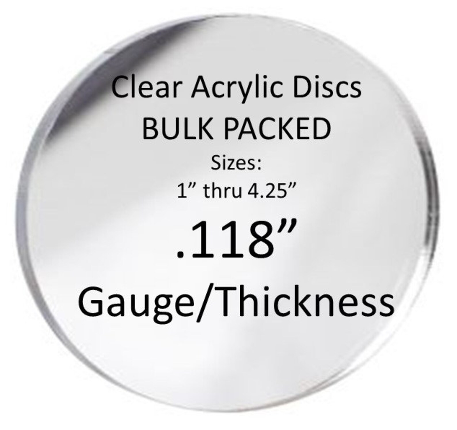 BULK PACKED Custom Clear Acrylic Blanks, .118 Thick, 1 Thru 41/4 Etsy