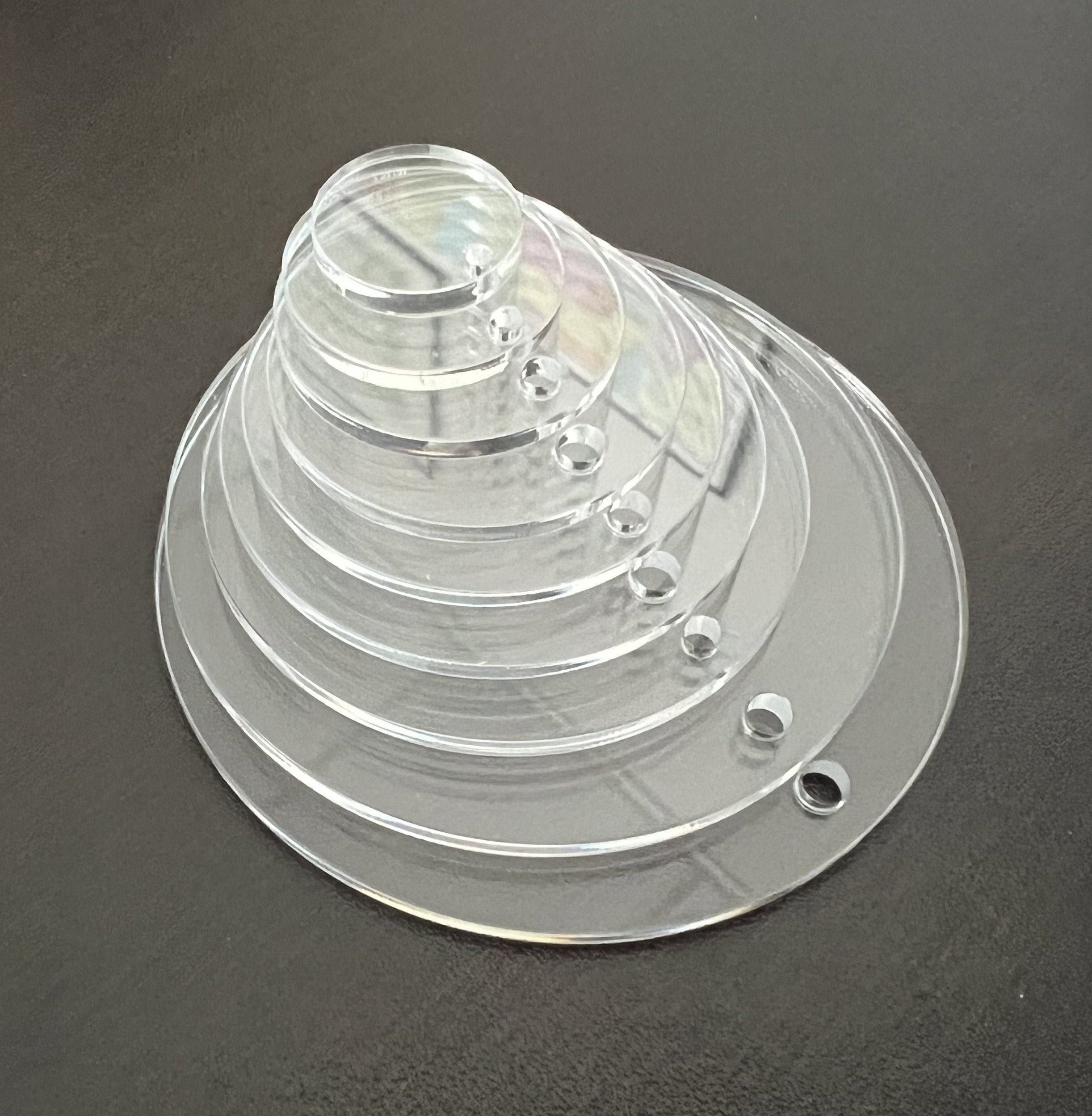 Custom Size 1/8 Thick CLEAR Acrylic Discs With Hole Circle, Round