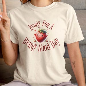 Beere Guten Tag Unisex T-Shirt, Obst T-Shirt, Sommer Vibes Shirt, Erdbeere Grafik T-Shirt, lustiges Geschenk für Obstliebhaber