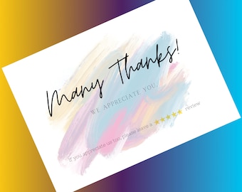 Thank you card for customers and clients, "Many Thanks" card, Easy-To-Edit thank you card, printable card, Modern thank you card
