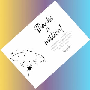 Dankeskarte für Teammitglieder, Mitarbeiter, Mitarbeiter, Mitarbeiter, ""Thanks a million"" Karte, einfach zu bearbeiten, druckbar ."