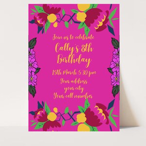 Birthday Party Invite, Digital Download, Flowers Invitation, Birthday Invitation Template, Kids Birthday Party, Flowers Template
