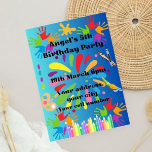 Birthday Party Invite, Boho Rainbow Colors Template, Digital Download, Birthday Invitation Template, Kids Birthday Party, Printable Invite