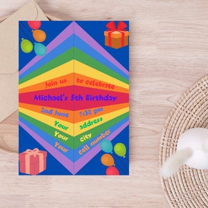 Birthday Party Invite, Boho Rainbow Template, Rainbow Printable Invite, Digital Download, Birthday Invitation Template, Kids Birthday Party