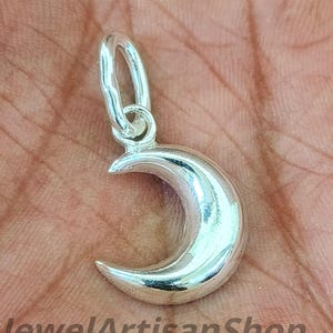 925 Sterling Silver Crescent Moon Charm - Celestial Jewelry Pendant - Boho Moon Necklace Charm - Lunar Silver Jewelry - Small Pendants - Witchy Gift