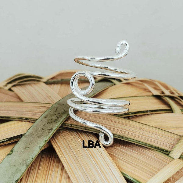 Crochet Ring, 925 Sterling Silver Ring For Women, Crochet Tension Ring, Yarn Tension Ring, Wire Spiral Ring, Adjustable Ring