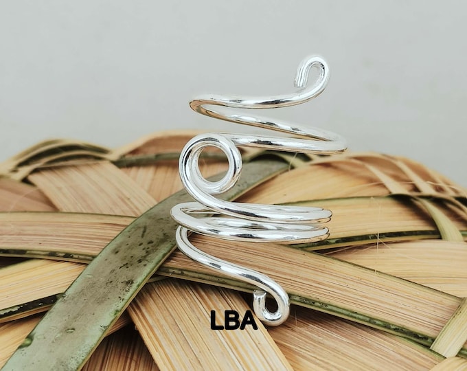 Crochet Ring, 925 Sterling Silver Ring For Women, Crochet Tension Ring, Yarn Tension Ring, Wire Spiral Ring, Adjustable Ring