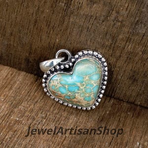 Heart Turquoise Pendant Sterling Silver-Tiny Heart Necklace-Bride and Groom Birthstone Love Pendant-Birthstone Necklace-Gift For Girlfriend