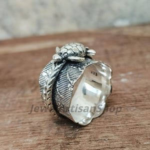 925 Sterling Silver Turtle Spinner Ring-Handmade Anxiety Meditation Band Ring-Turtle Spinner Ring-Boho Band Ring-Gift For her