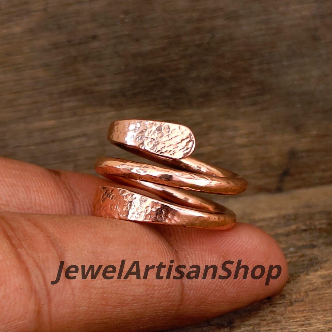 Pure Copper Wrap Ring-adjustable Hammered Copper Wrap Ring-arthritis ...