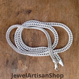925 Sterling Silver Braided Chain Necklace-Handmade Unisex Chain-Flat Woven Silver Chain-Men Women Jewelry-Minimalist Silver Chain Gift image 2