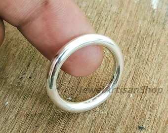 Massieve 925 sterling zilveren ring - 3 mm ronde band - Minimalistische trouwring - Stapelbare handgemaakte grove ring - Cadeau voor haar - Sieraden voor elke dag