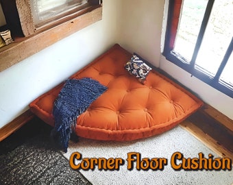 Corner Tufted Corner Floor Pillow || Corner Floor Cushion Seat || Large Corner Nook Cushions || Custom Reading Nook Pillow || Corner Pillow