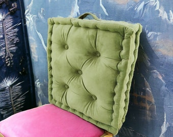 Handgefertigter Samtstuhl mit quadratischem Kissen | 15 x 16 Stuhlkissen | Bestes Bürostuhlkissen für lange Stunden, bestes Sofakissen für Kunststoffstühle