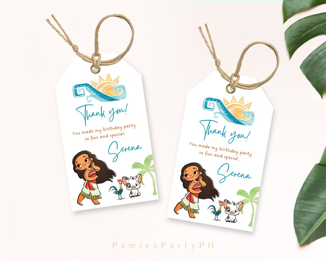 Moana Gift Tags Favor Tags Thank You Tags Tropical Theme - Etsy