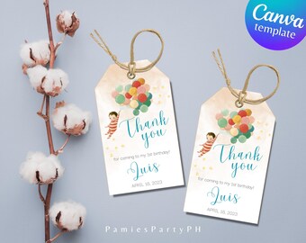 ONEderful Birthday Favor Tags, Printable Thank You Tags (Canva Template)