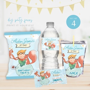 DIY The Little Prince Party Favors, Editable Party Bundle, Boy 1st Birthday Printable, Le Petit Prince | Edit with Canva