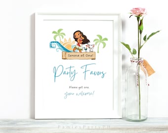 Moana Party Sign, Editable Tropical Birthday Sign, Frame Signs, Minimalist | Edit with Canva